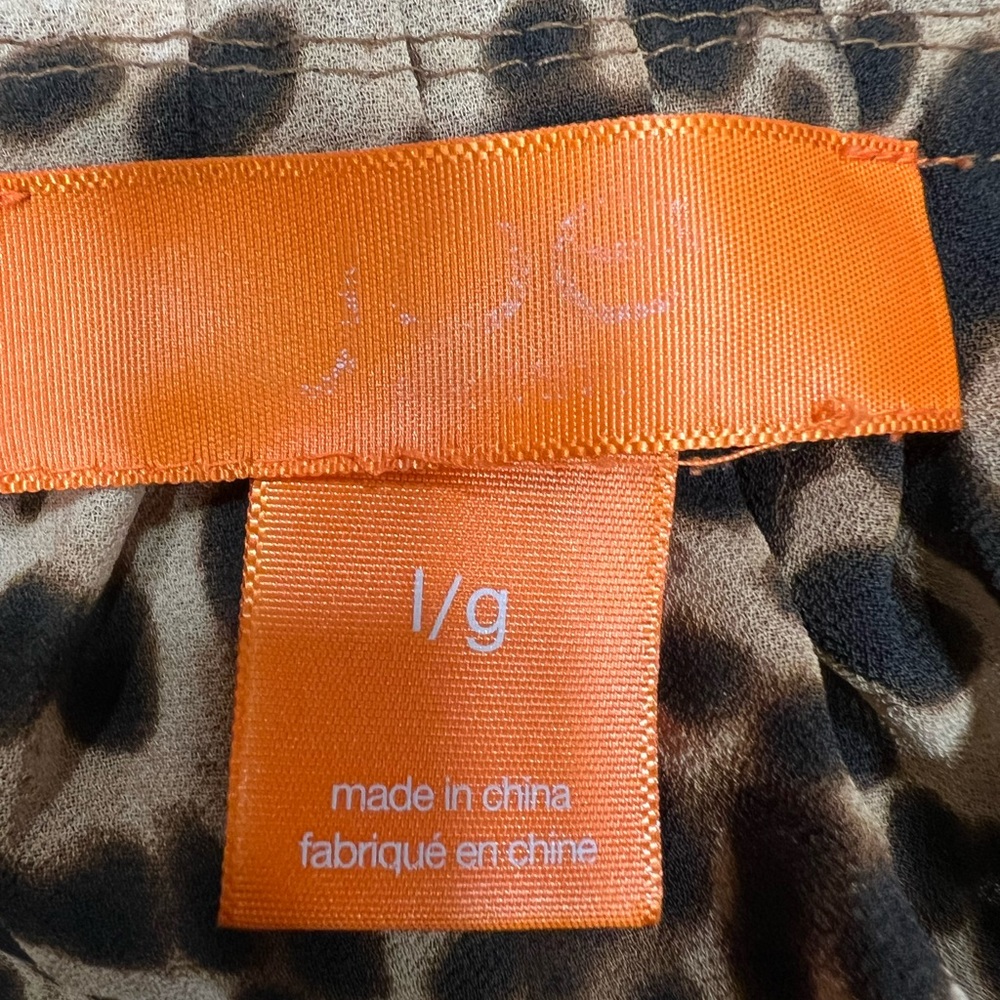 Joe‎ Tan and Brown Animal Print Tie Front Blouse - Picture 5 of 5